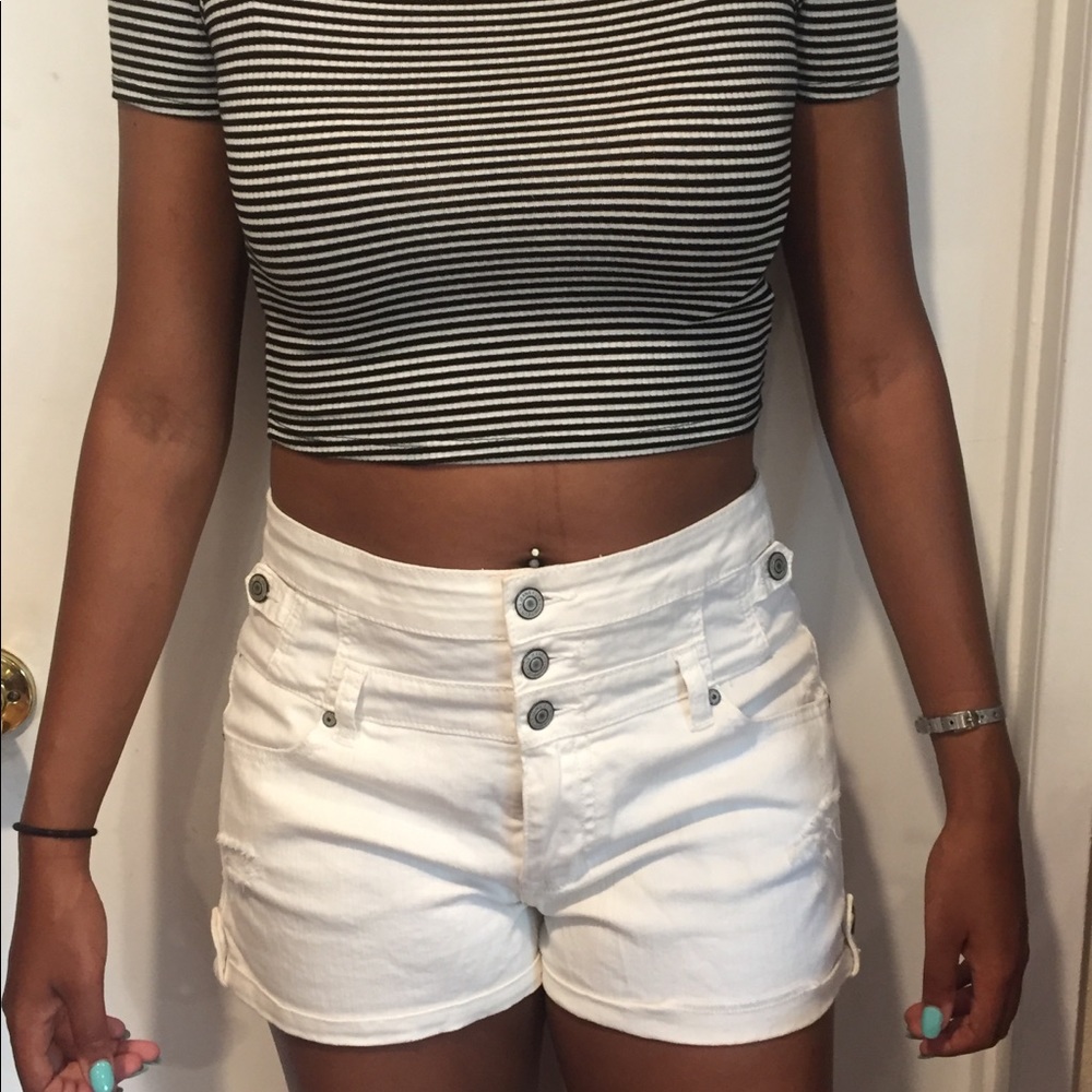 White Denim High waisted shorts